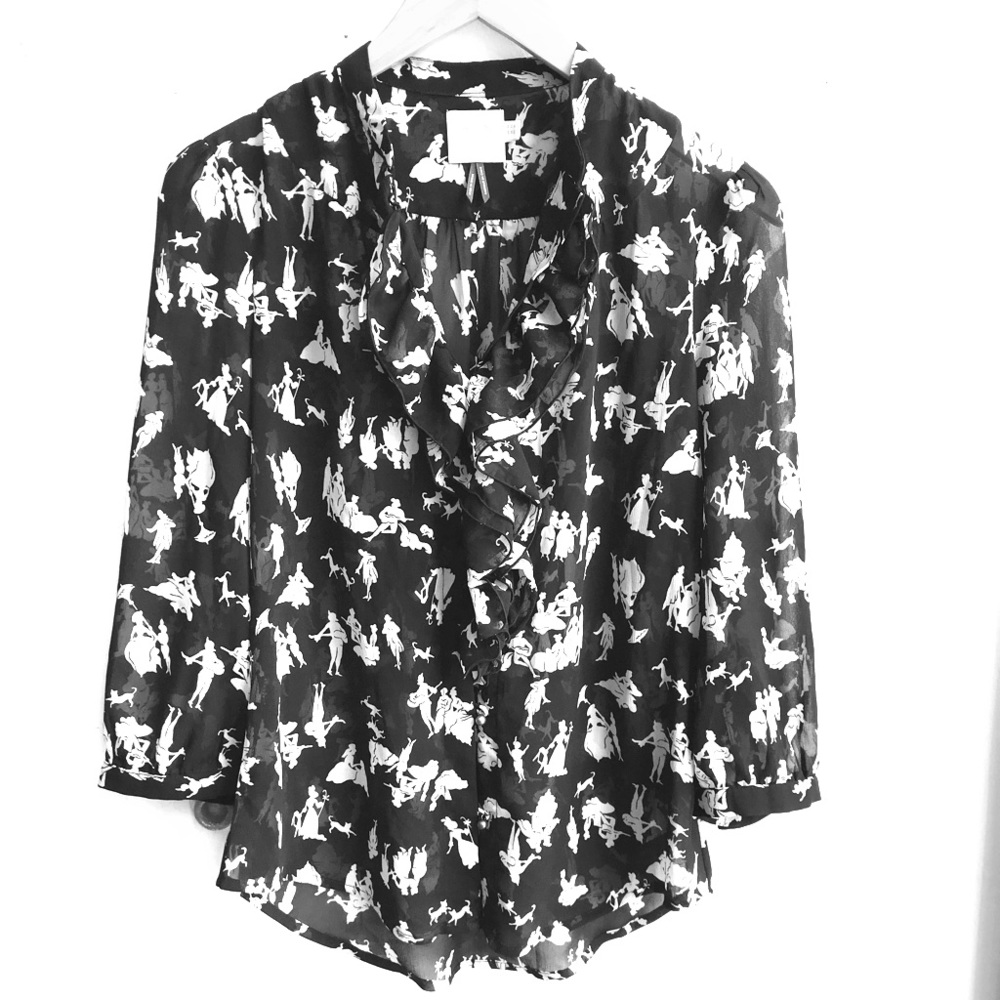 Anthropologie black and white print blouse.